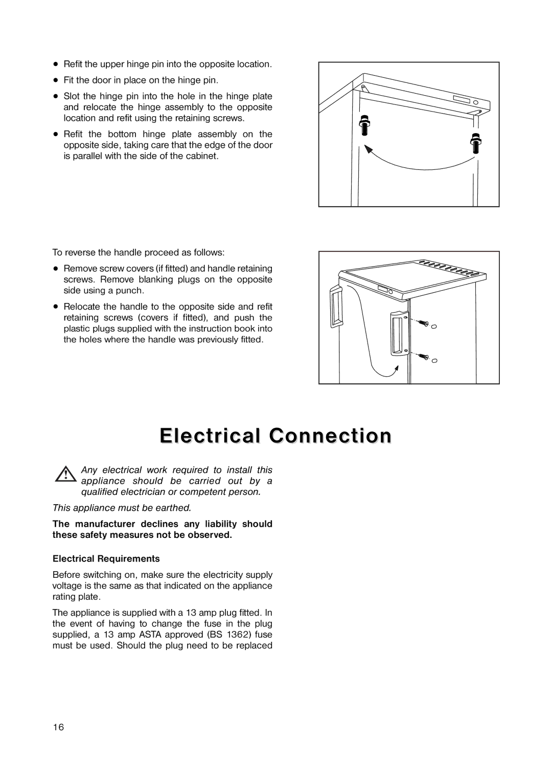 Zanussi ZUT 113S manual Electrical Connection 