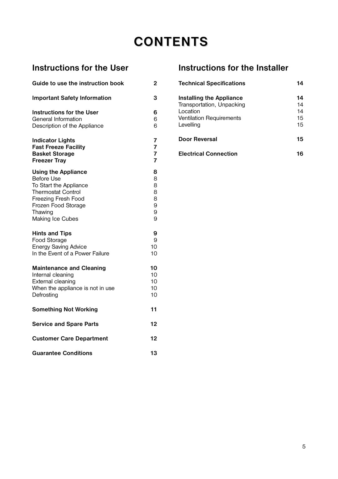 Zanussi ZUT 113S manual Contents 