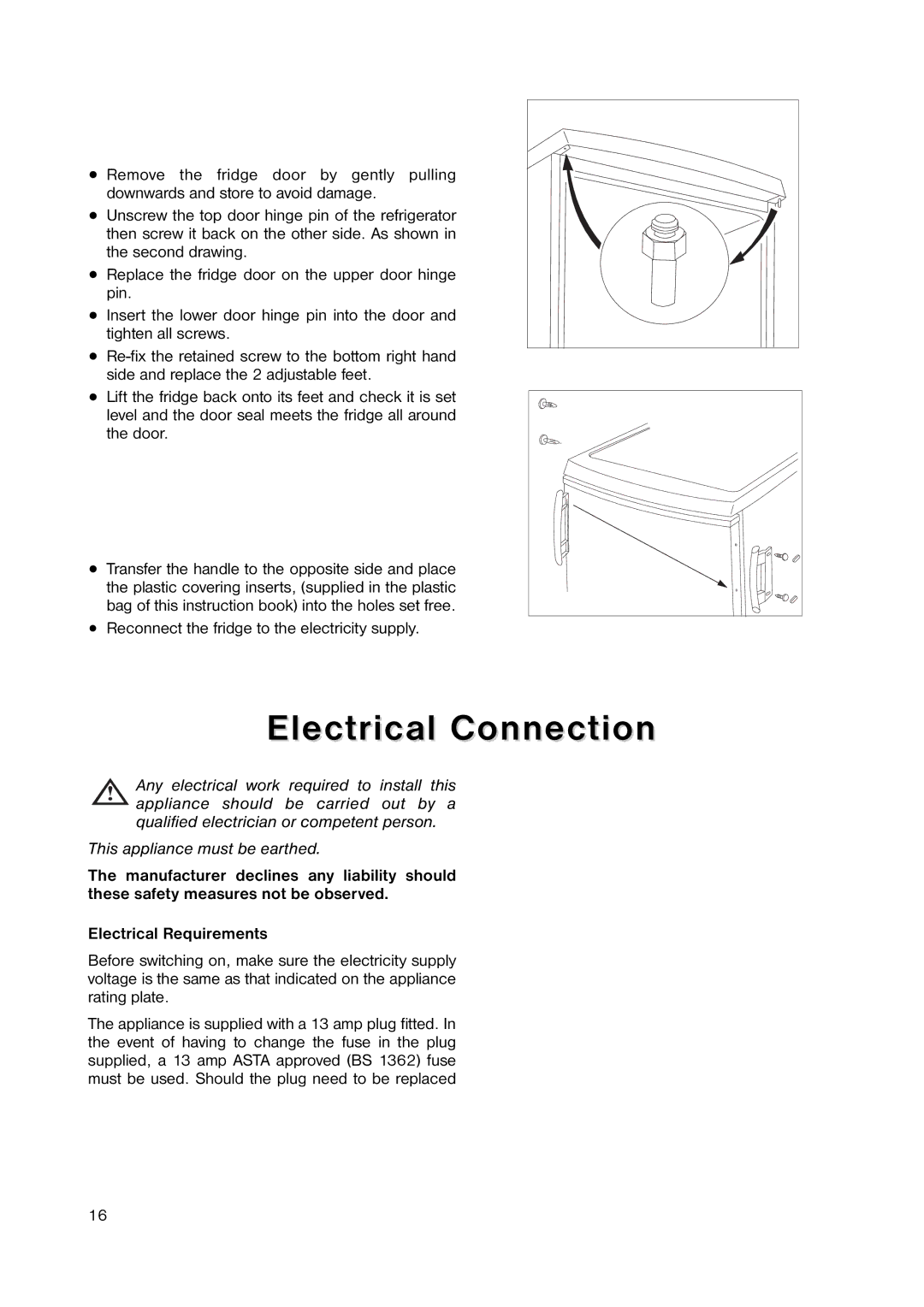 Zanussi ZUT 125W manual Electrical Connection 