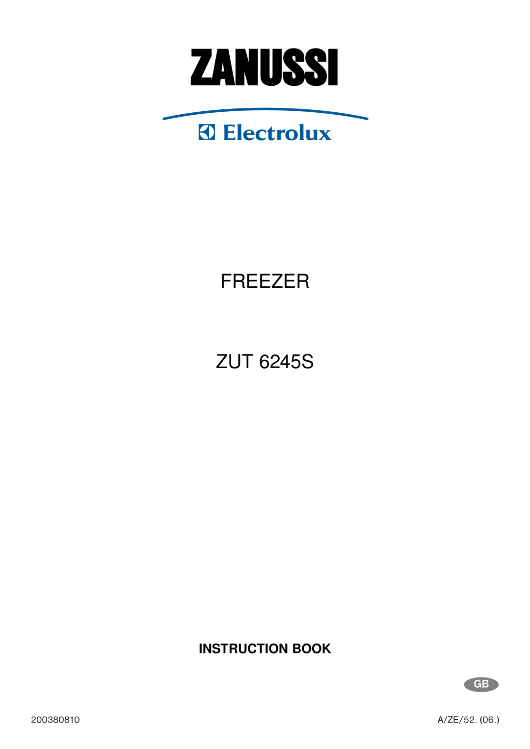 Zanussi ZUT 6245S manual Zanussi 