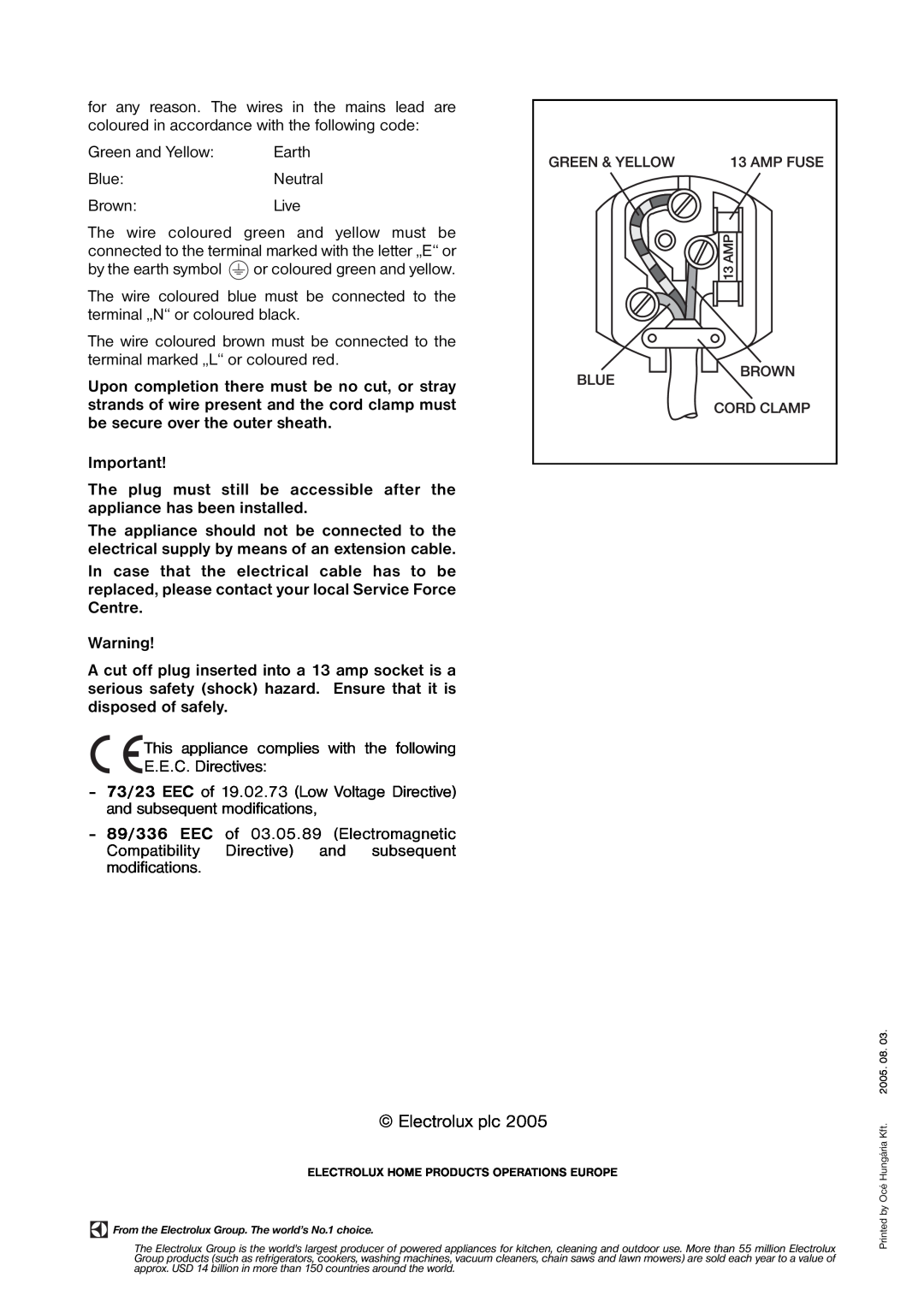 Zanussi ZUT 6246 manual Electrolux plc 