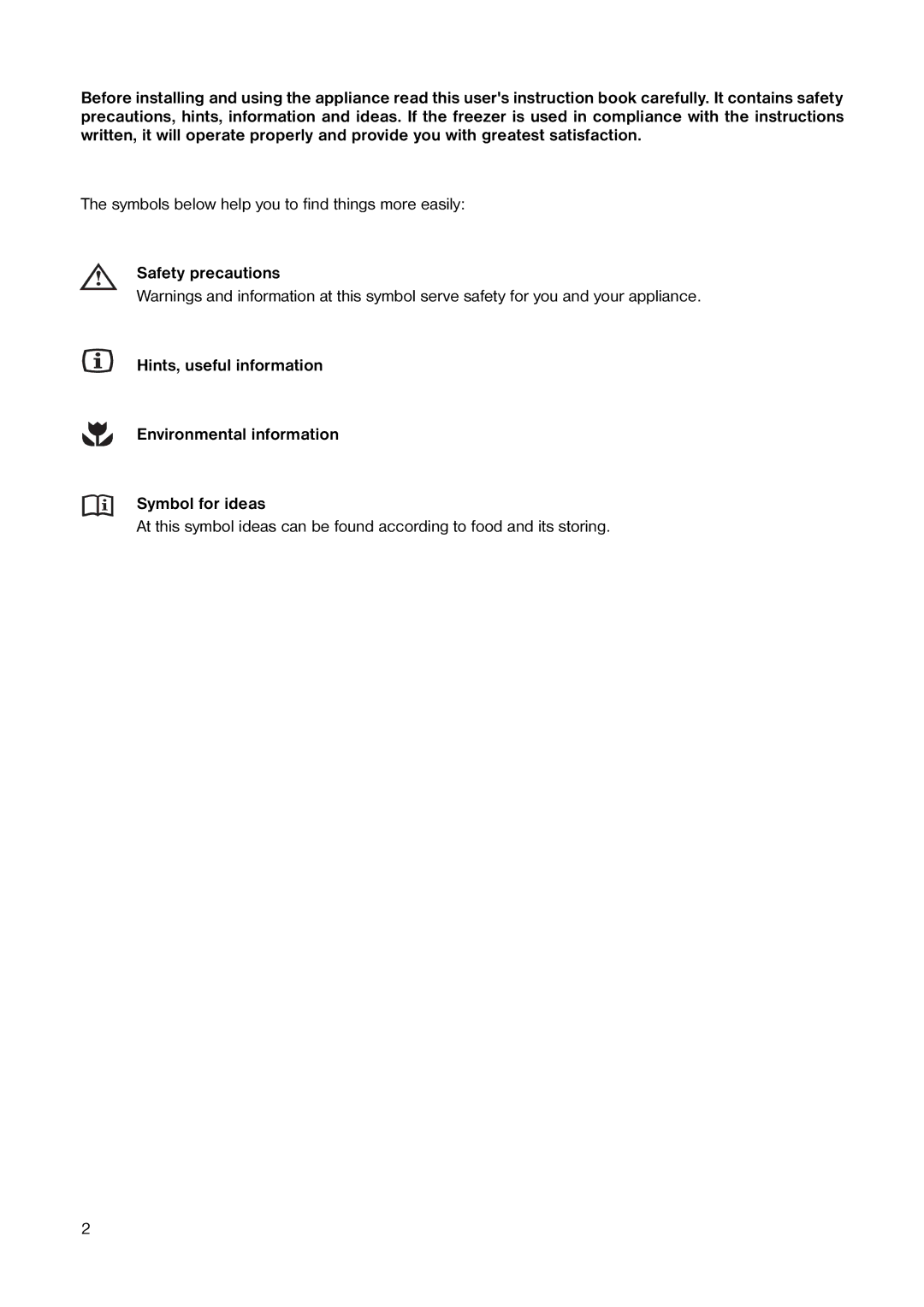 Zanussi ZV 17 manual Symbols below help you to find things more easily 