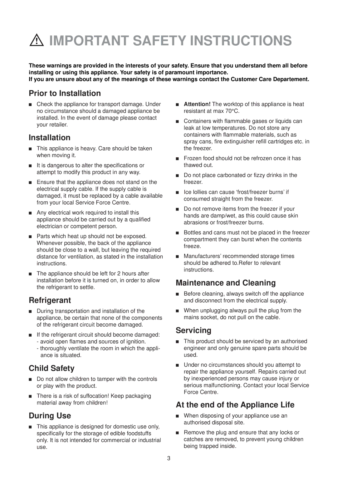 Zanussi ZV 41 R manual Important Safety Instructions 