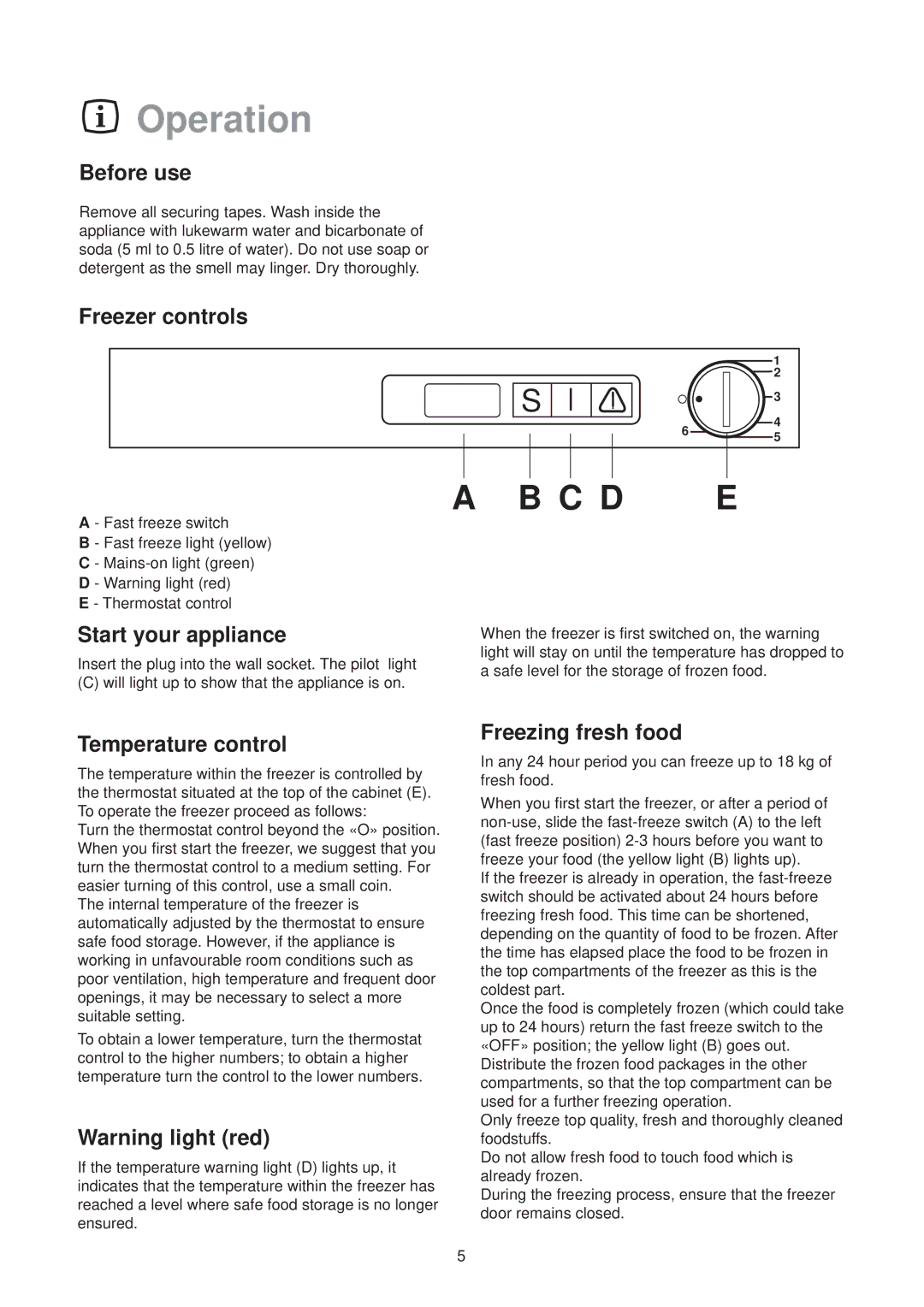 Zanussi ZV 45 RAL manual Operation 