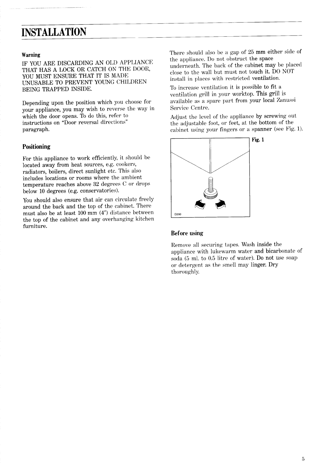 Zanussi ZVC 45 AL manual 