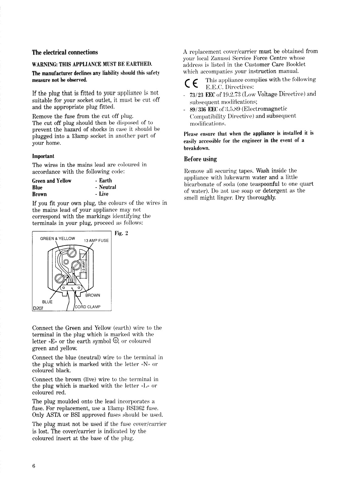 Zanussi ZVC 45 AL manual 