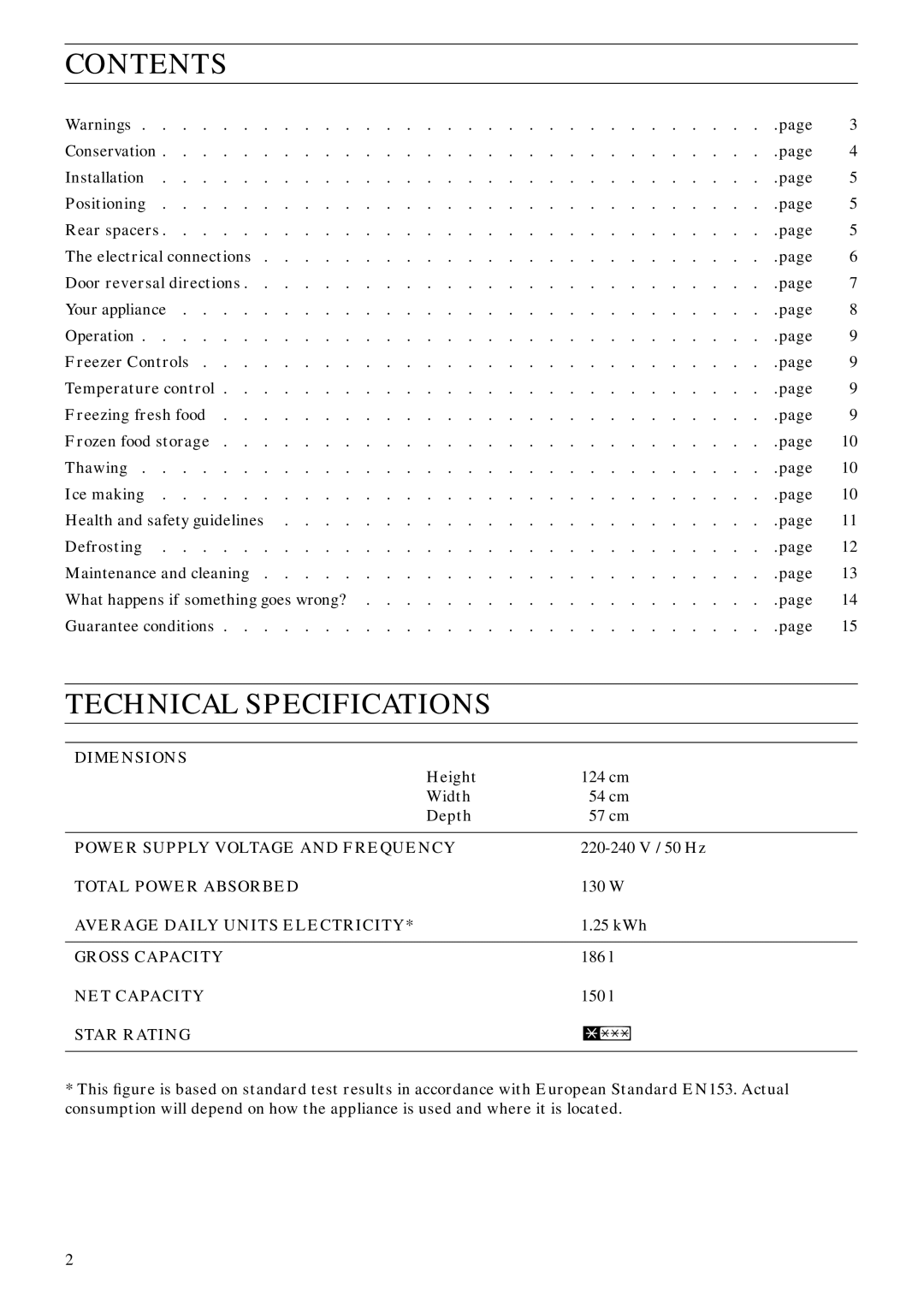 Zanussi ZVC 67 manual Contents, Technical Specifications 