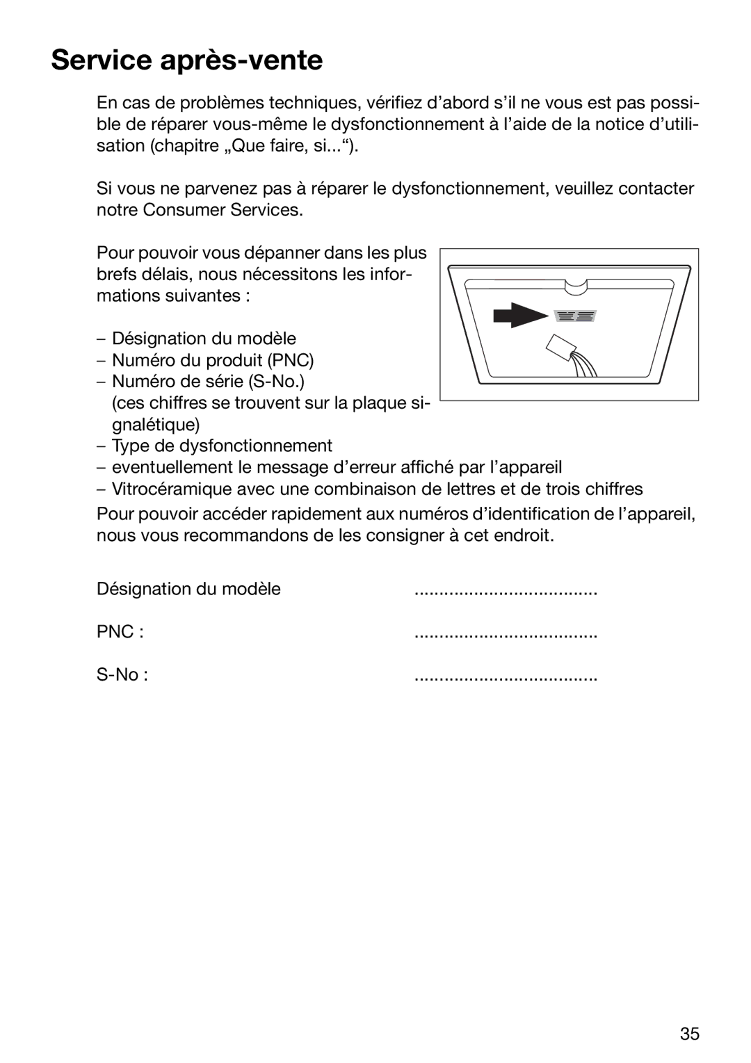 Zanussi ZVM 640 N/X operating instructions Service après-vente 