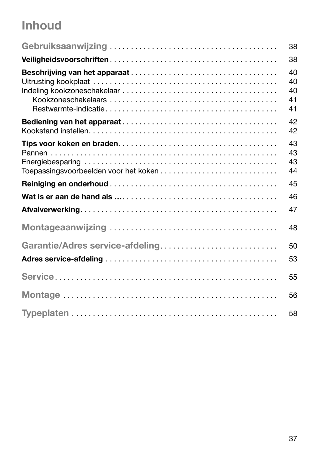 Zanussi ZVM 640 N/X operating instructions Inhoud, Gebruiksaanwijzing 