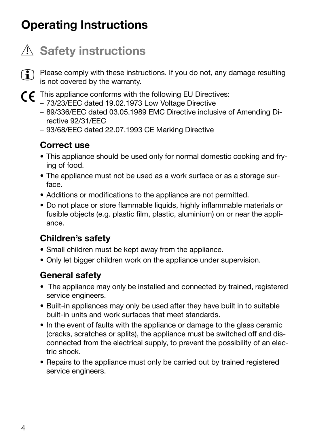 Zanussi ZVM 640 N/X Operating Instructions, Safety instructions, Correct use, Children’s safety, General safety 