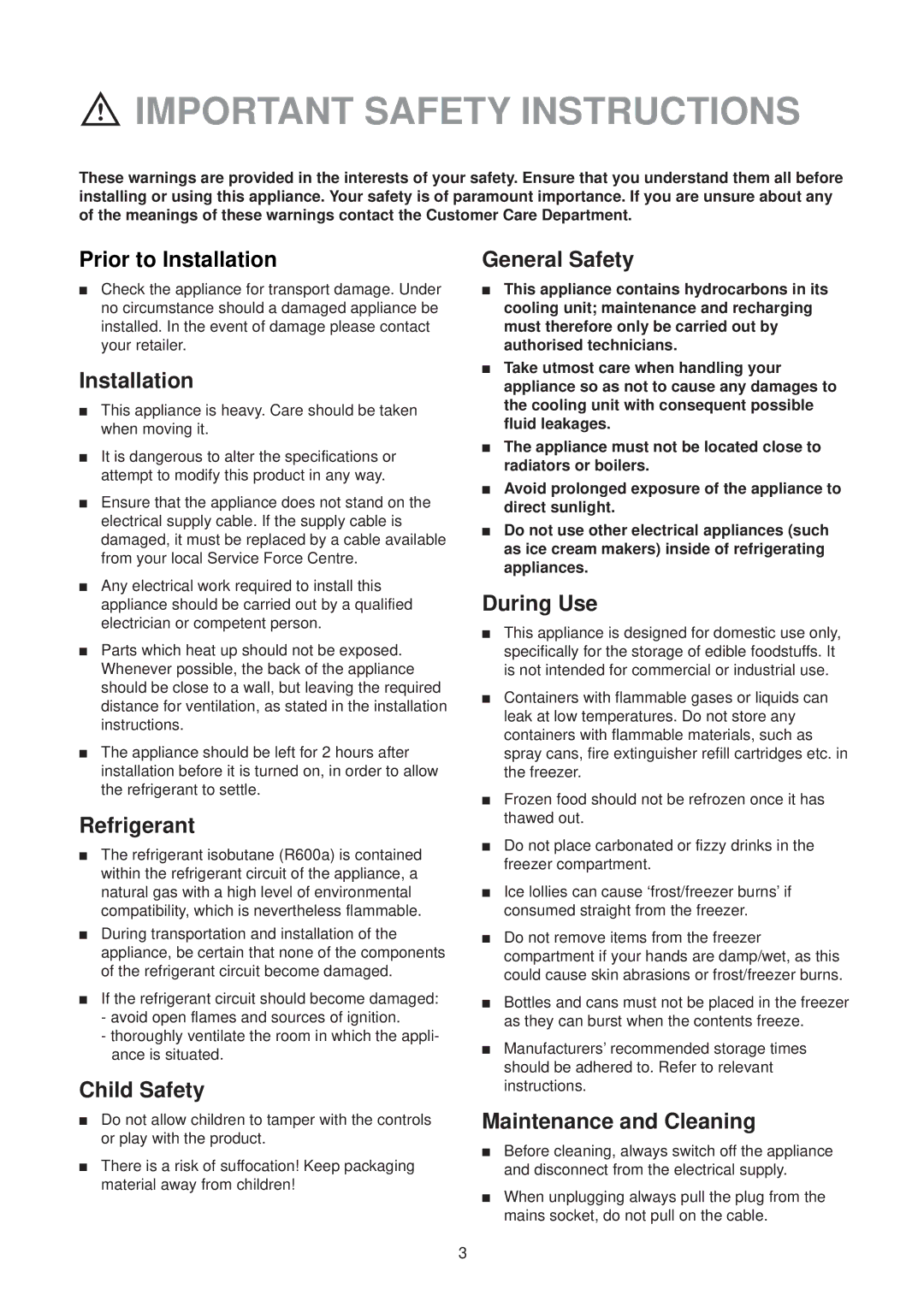 Zanussi ZVR 47 R manual Important Safety Instructions 