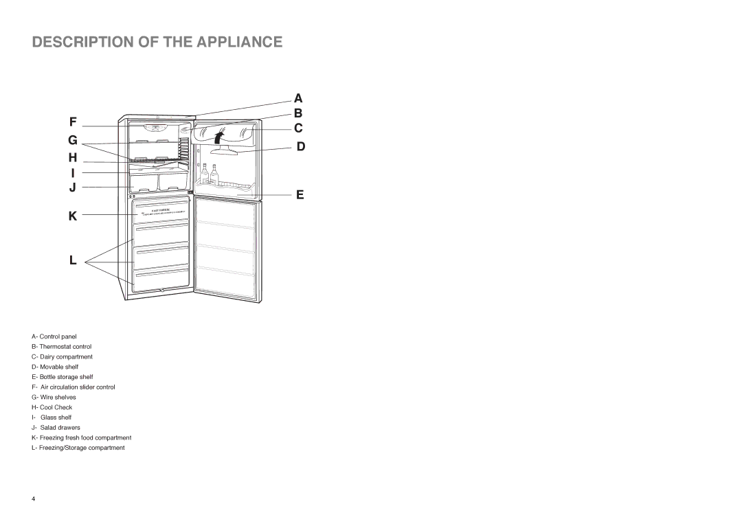 Zanussi ZX 55/4 SI, ZX 55/4 SA, ZX 55/4 W manual Description of the Appliance 