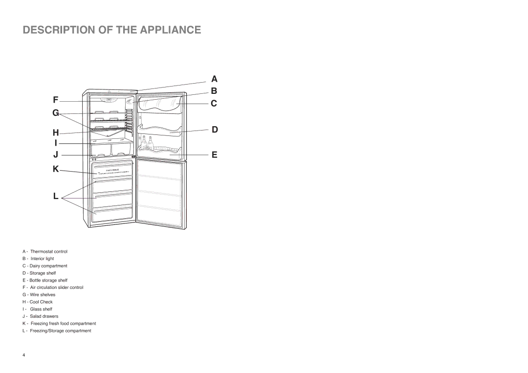 Zanussi ZX 56/4 SI, ZX 56/4 W, ZX 56/4 SA manual Description of the Appliance 