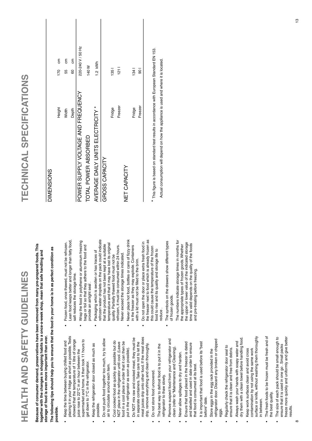 Zanussi ZX55/4W, ZX55/4SI manual Health and Safety Guidelines, Technical Specifications 