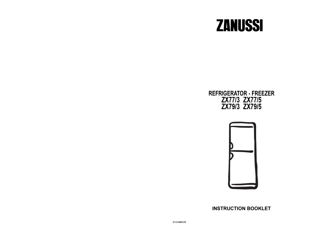 Zanussi manual ZX77/3 ZX77/5 ZX79/3 ZX79/5 