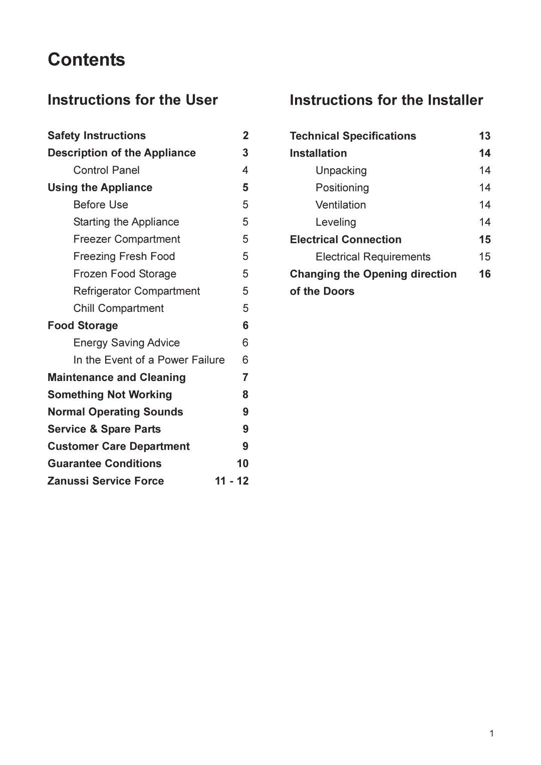 Zanussi ZX79/3, ZX77/5, ZX79/5, ZX77/3 manual Contents 