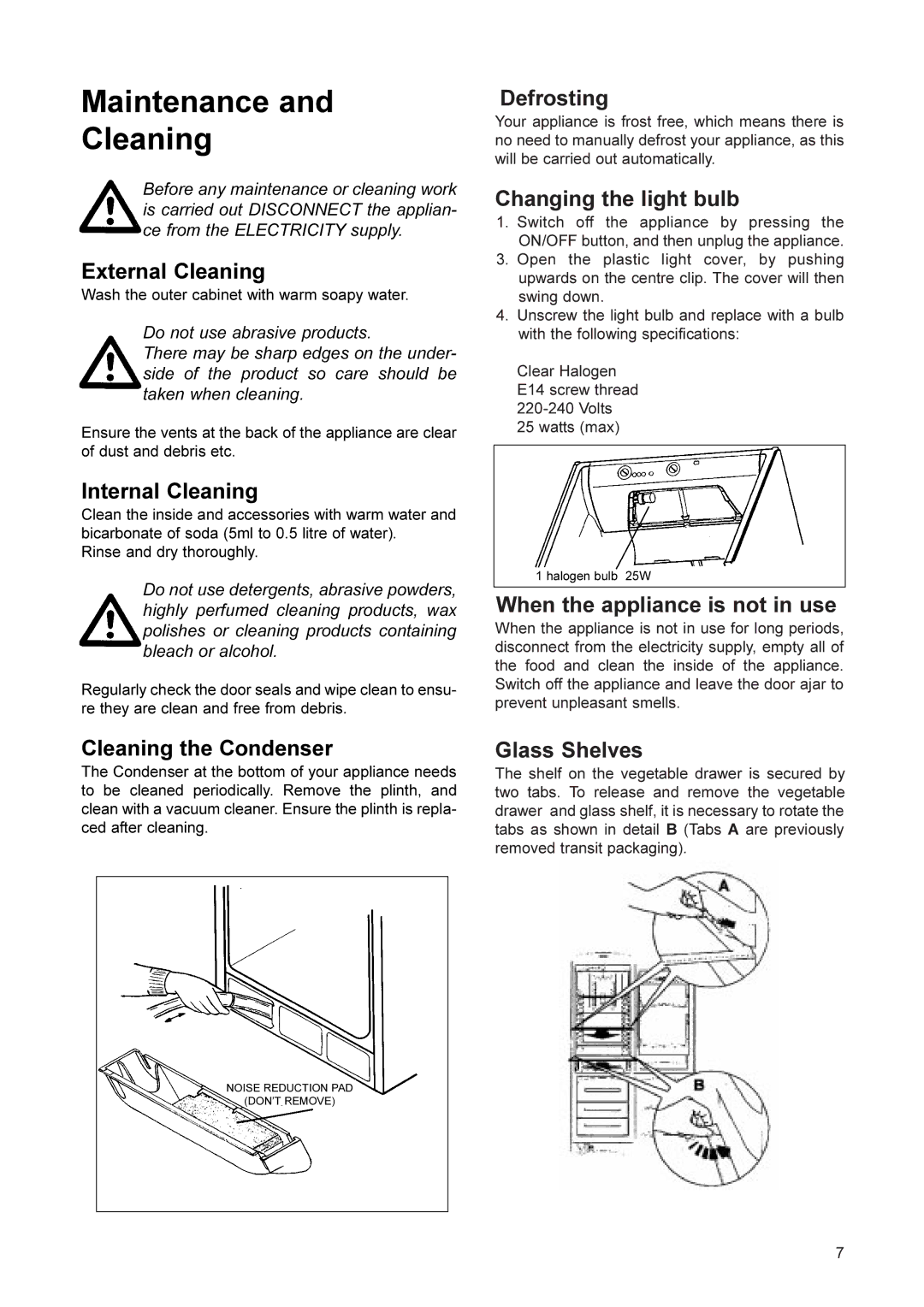 Zanussi ZX77/5, ZX79/5, ZX79/3, ZX77/3 manual Maintenance Cleaning 