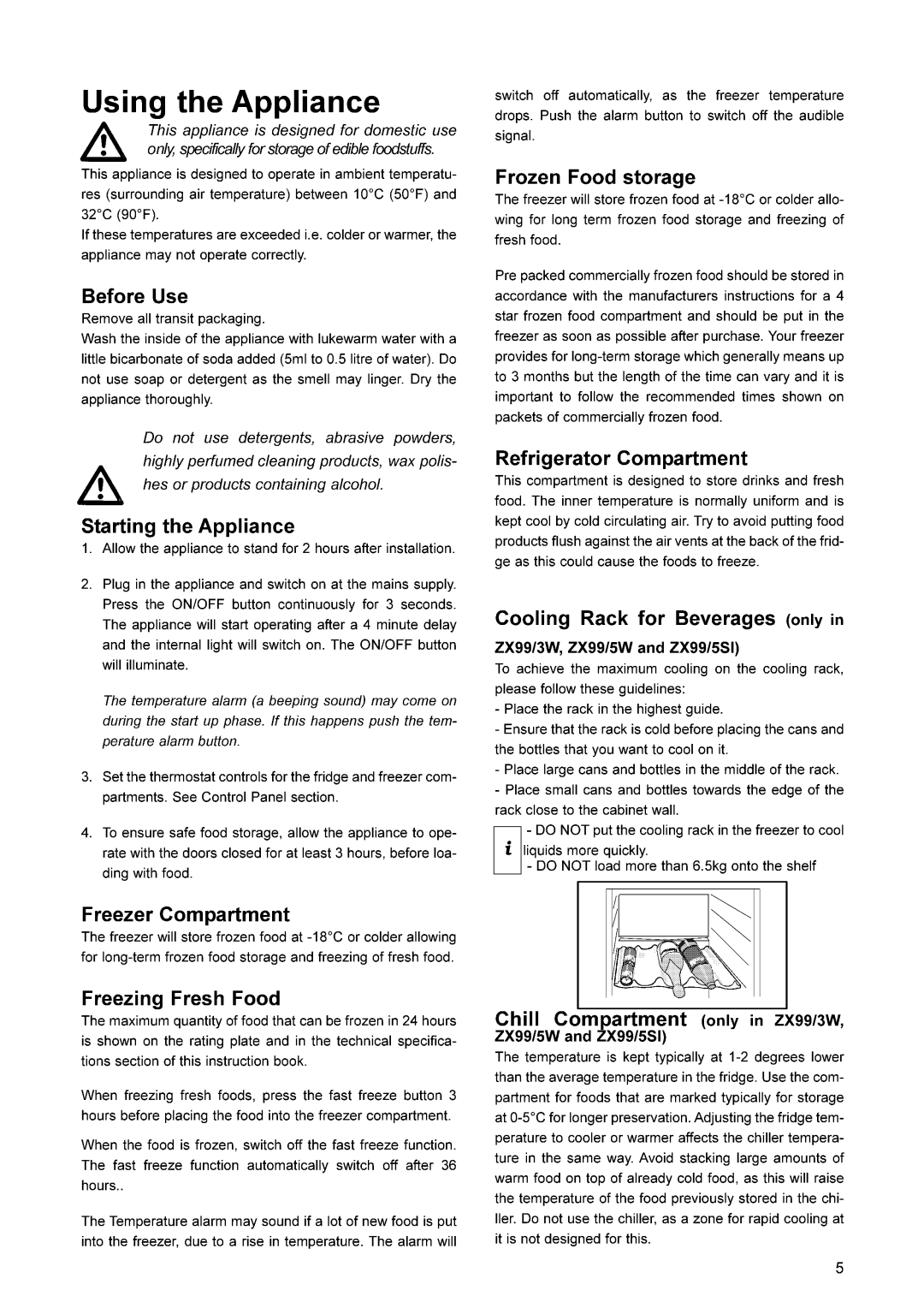 Zanussi ZX99/5, ZX99/3, ZX97/5 manual 