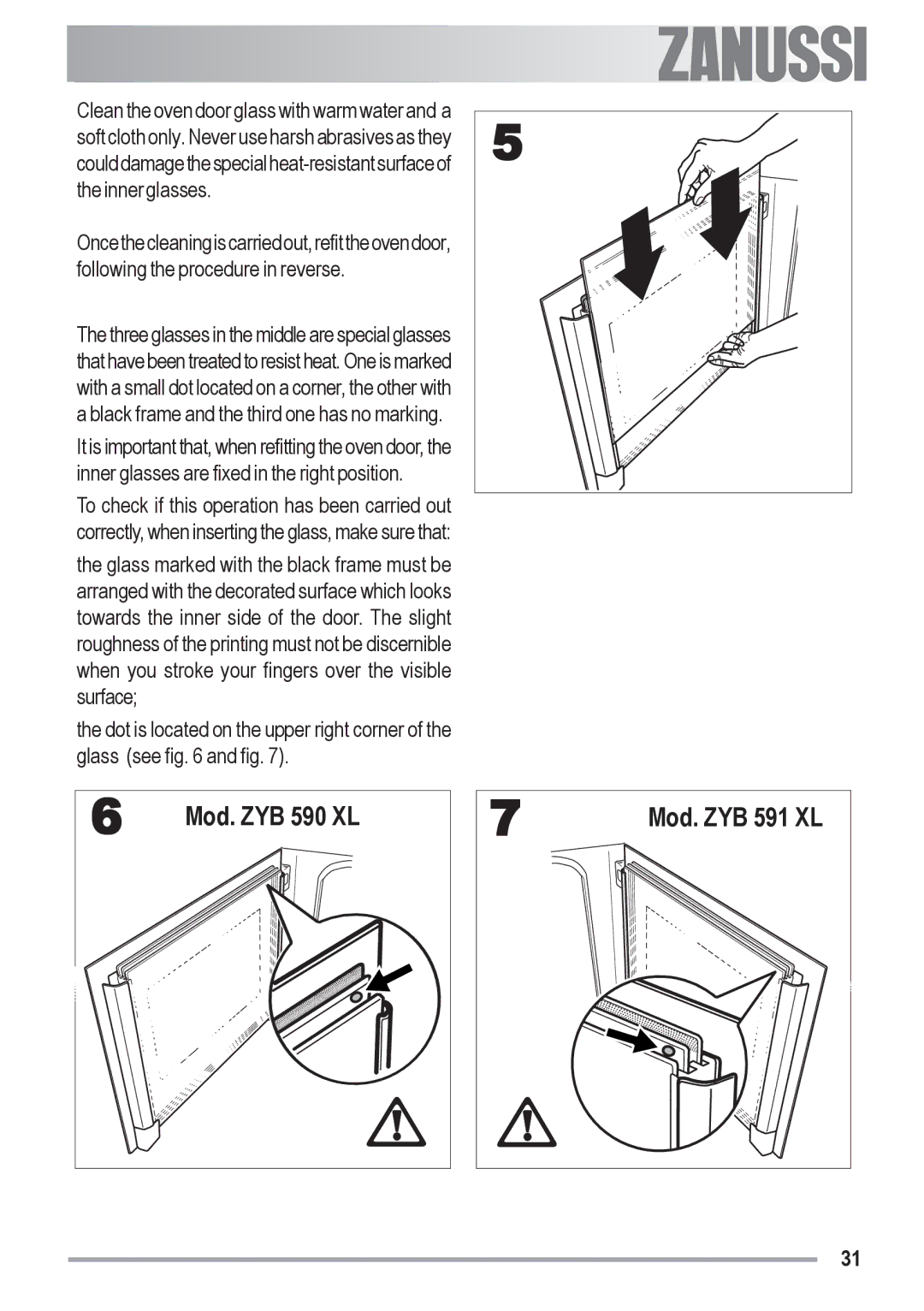 Zanussi manual Mod. ZYB 590 XL, Mod. ZYB 591 XL 