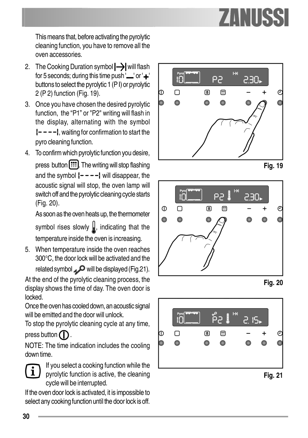 Zanussi ZYB 594 manual As soon as the oven heats up, the thermometer 