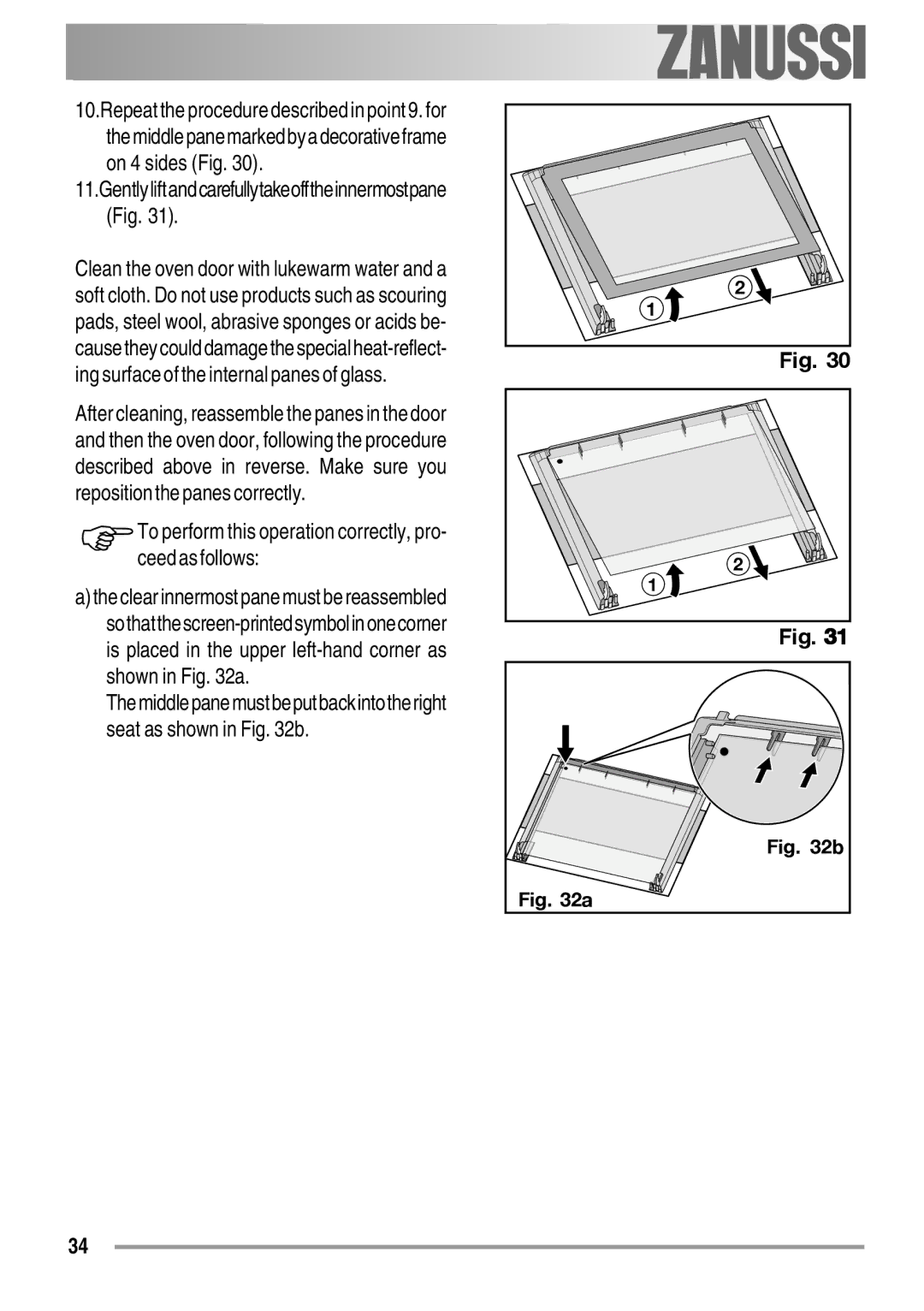 Zanussi ZYB 594 manual To perform this operation correctly, pro- ceed as follows 