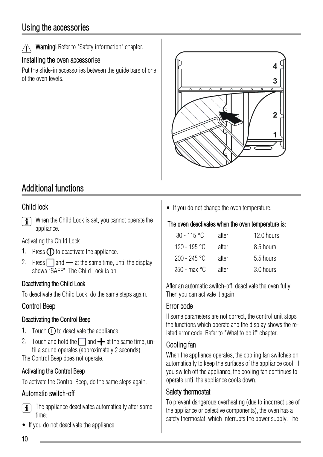 Zanussi ZYB992 user manual Using the accessories, Additional functions 