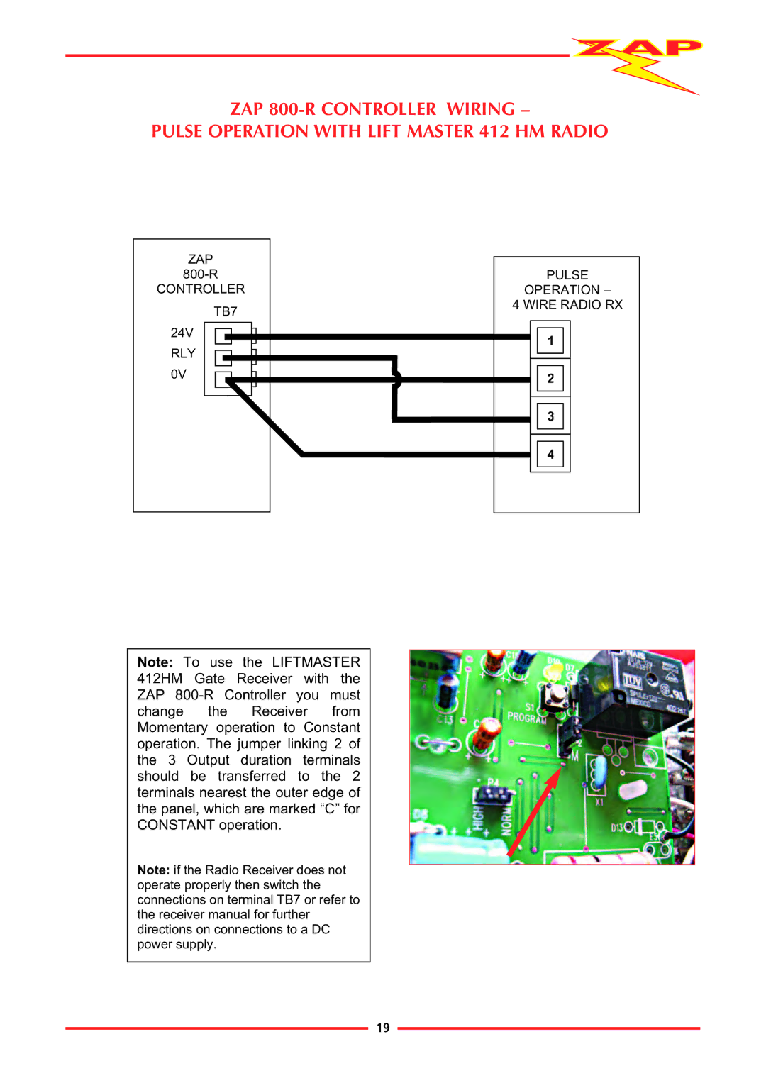 Zap 815-RL installation instructions 