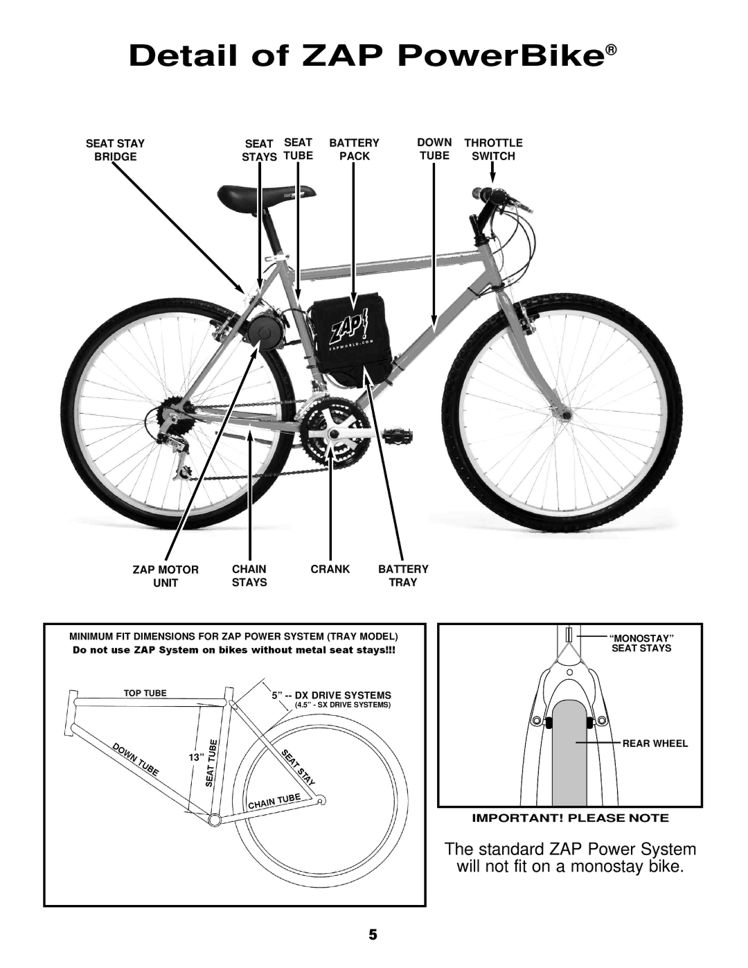 Zap DX owner manual Detail of ZAP PowerBike 