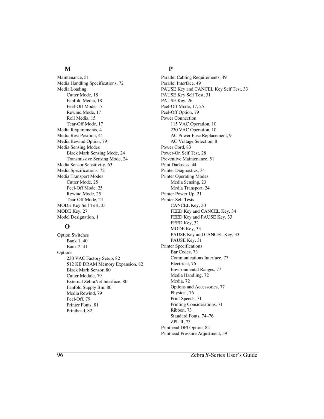 Zebra Technologies 105Se manual Zebra S-Series User’s Guide 