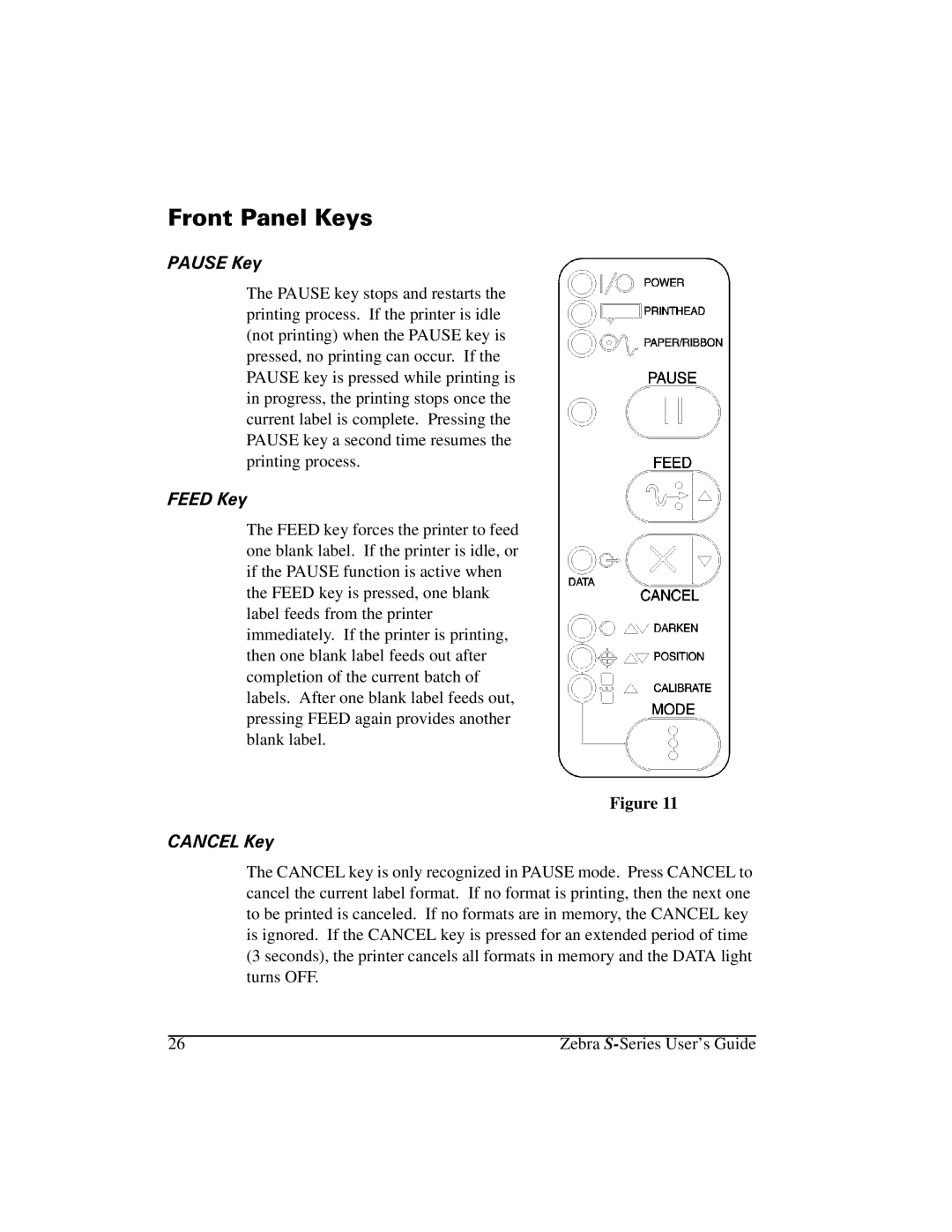 Zebra Technologies 105Se manual URQW3DQHO.H\V, $86.H, $1&/.H 