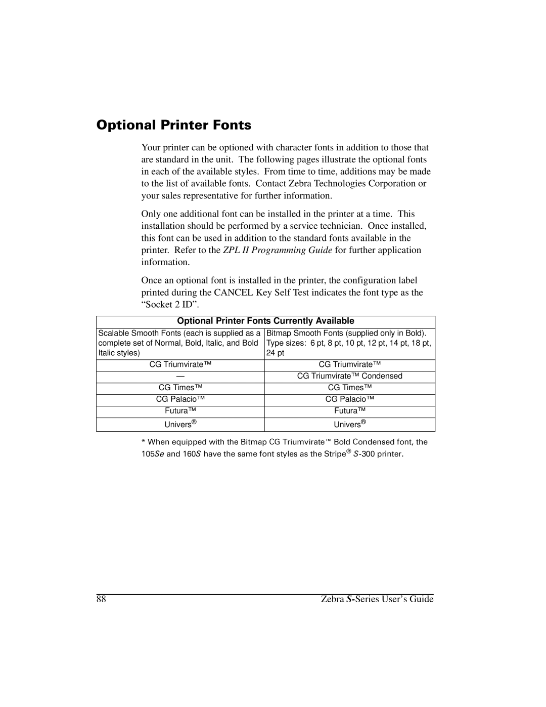 Zebra Technologies 105Se manual Optional Printer Fonts Currently Available, Futura 