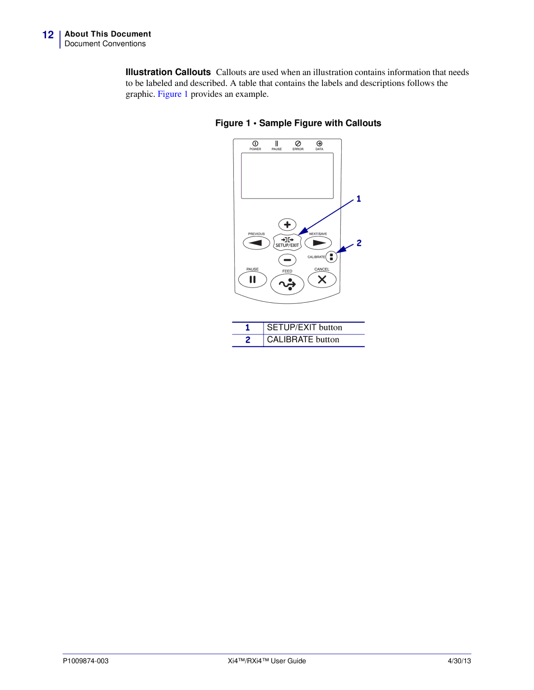 Zebra Technologies 11380100200, 11380100000 manual Sample Figure with Callouts 