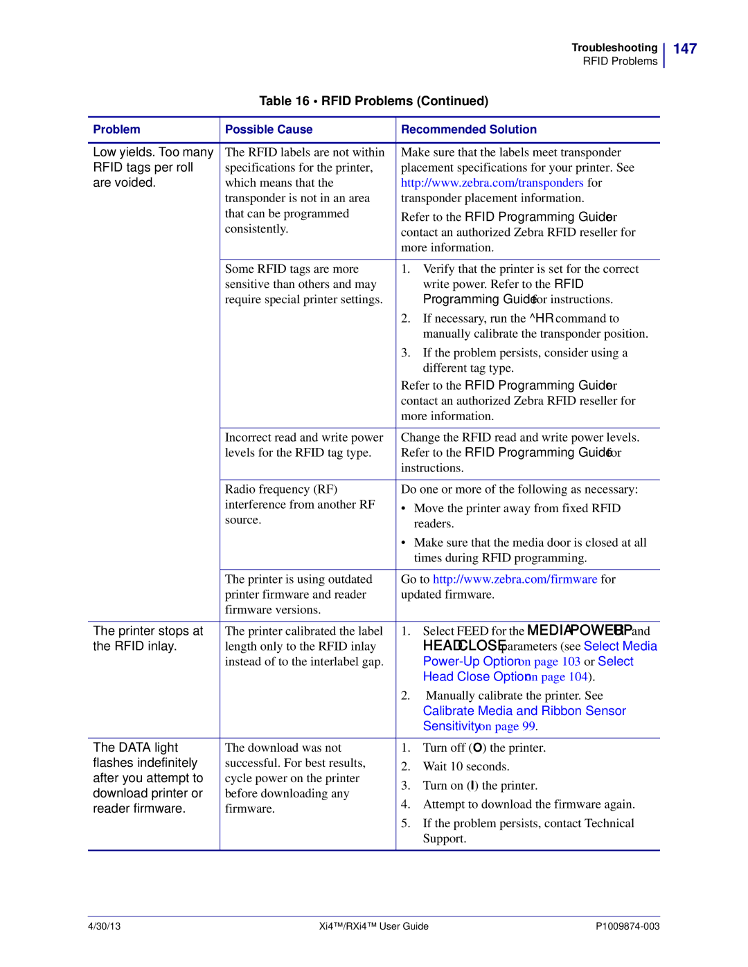 Zebra Technologies 11380100000, 11380100200 manual 147 