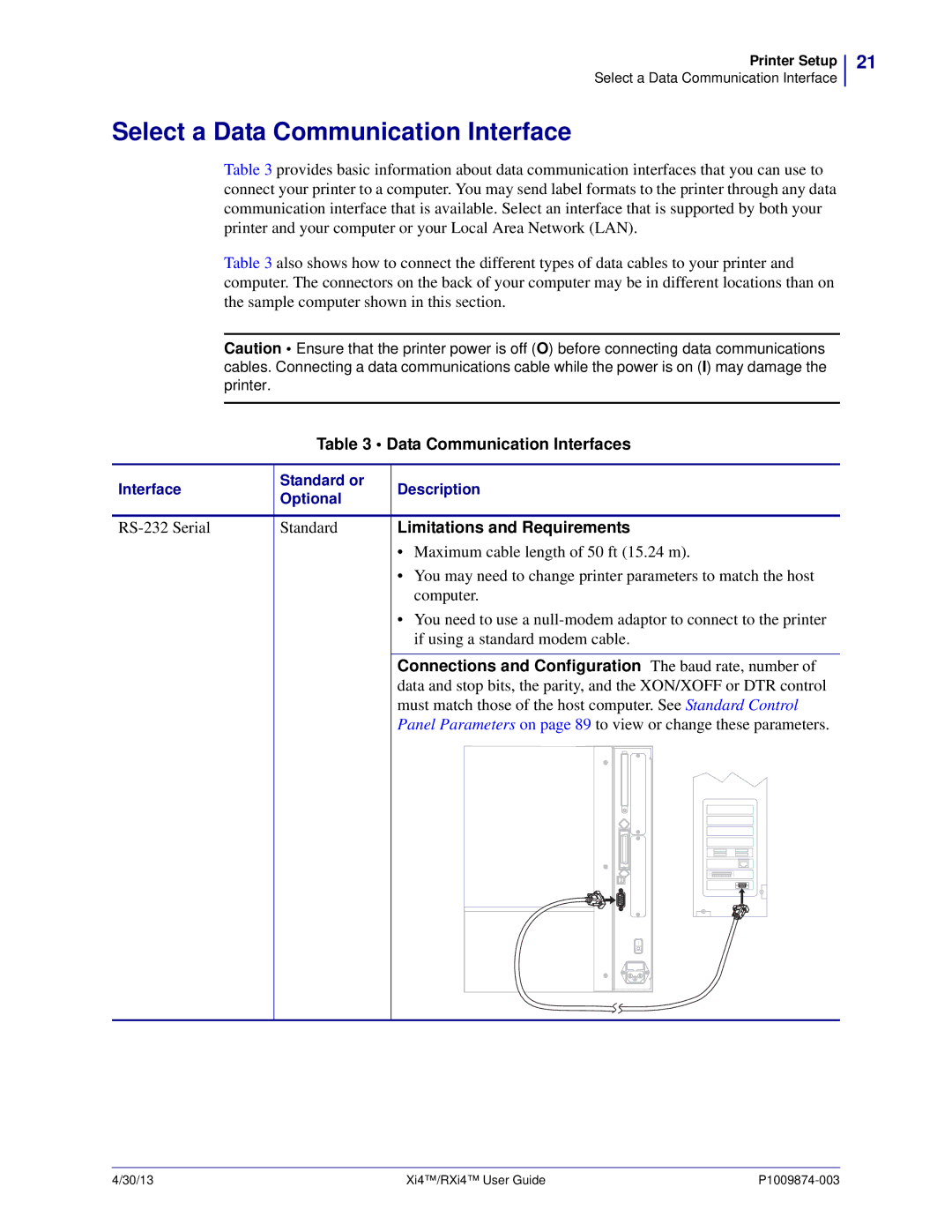 Zebra Technologies 11380100000, 11380100200 manual Select a Data Communication Interface, Data Communication Interfaces 