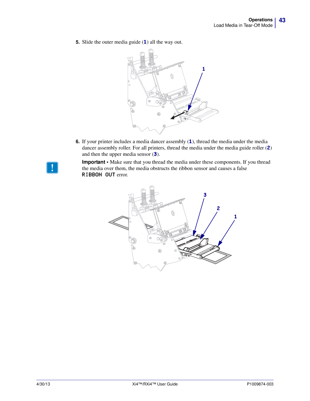 Zebra Technologies 11380100000, 11380100200 manual Ribbon OUT error 