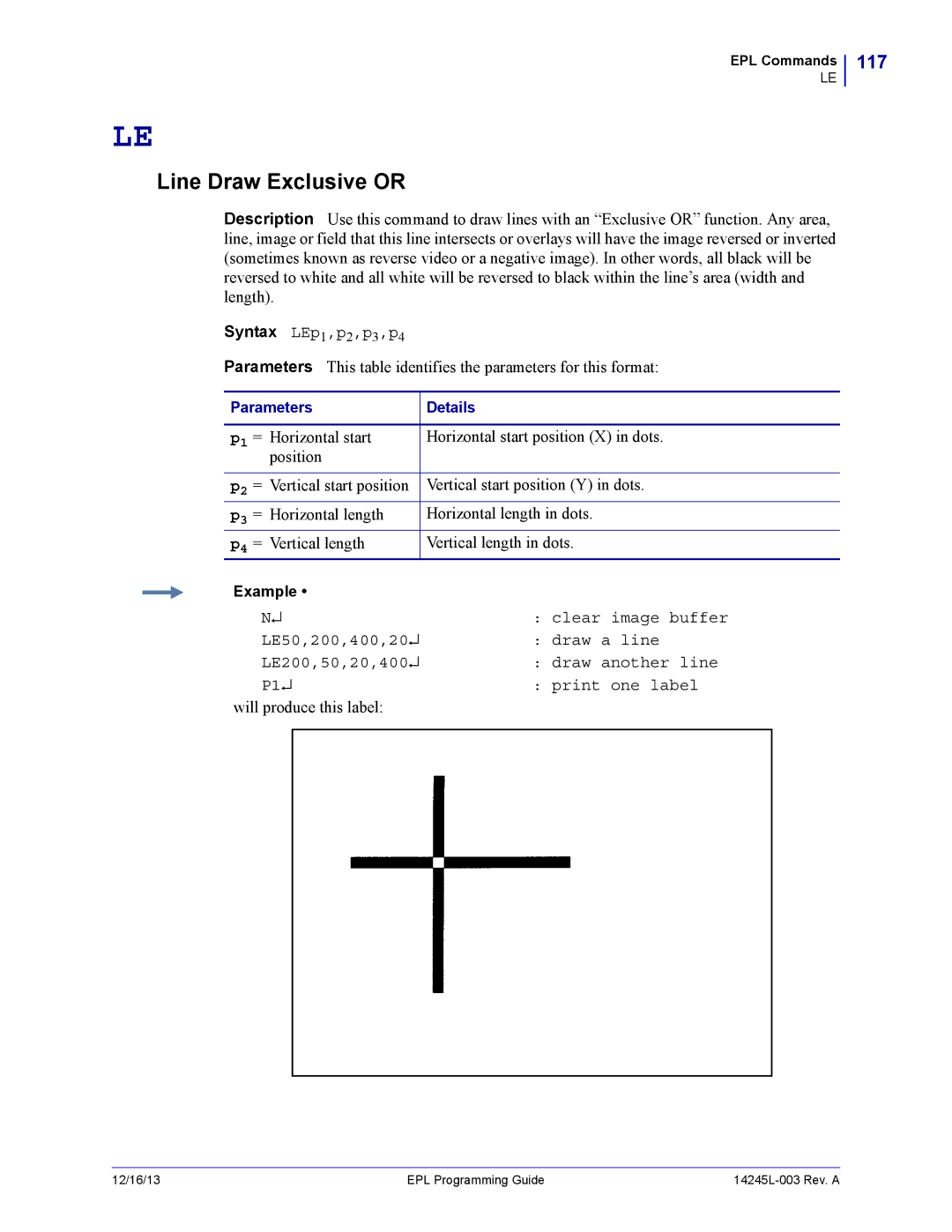 Zebra Technologies 14245L-003 manual Line Draw Exclusive or, 117 
