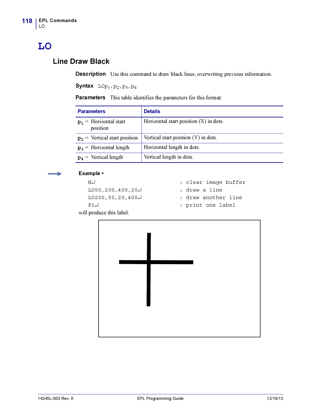 Zebra Technologies 14245L-003 manual Line Draw Black, 118 