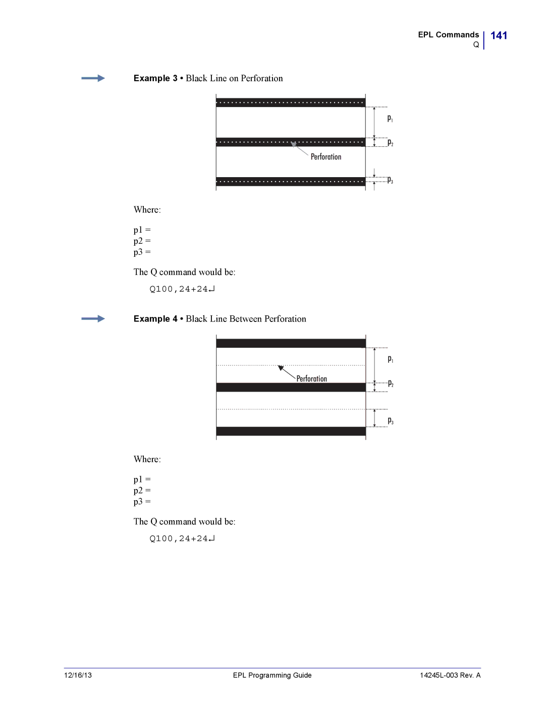 Zebra Technologies 14245L-003 manual Example 3 Black Line on Perforation 