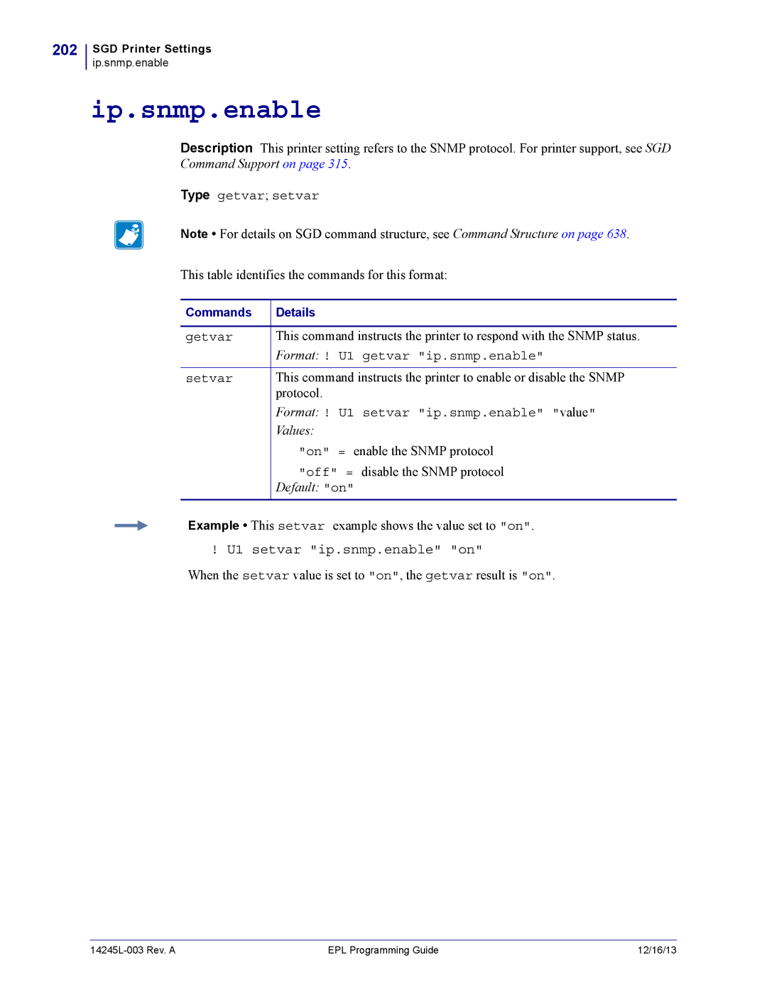 Zebra Technologies 14245L-003 manual Ip.snmp.enable, 202 