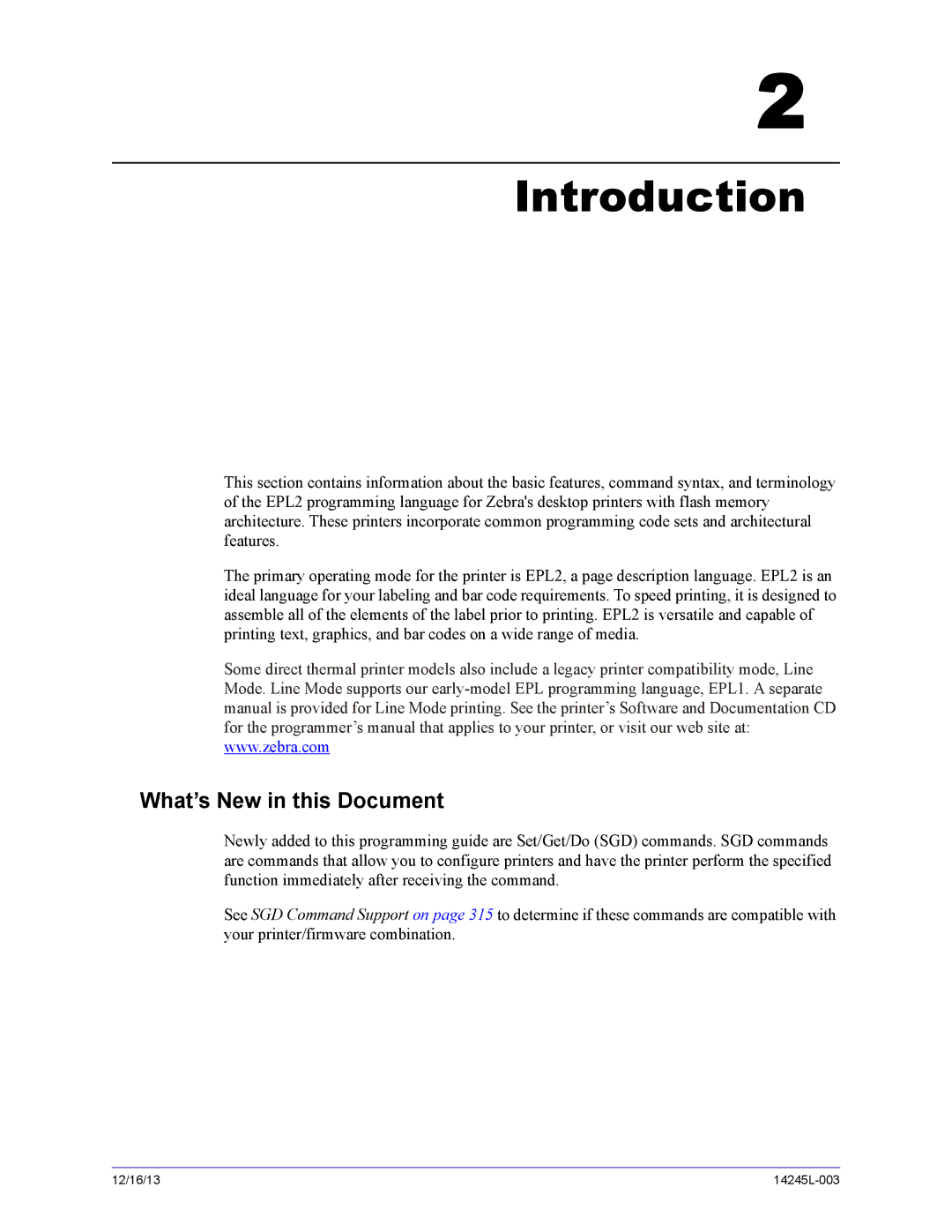 Zebra Technologies 14245L-003 manual Introduction, What’s New in this Document 