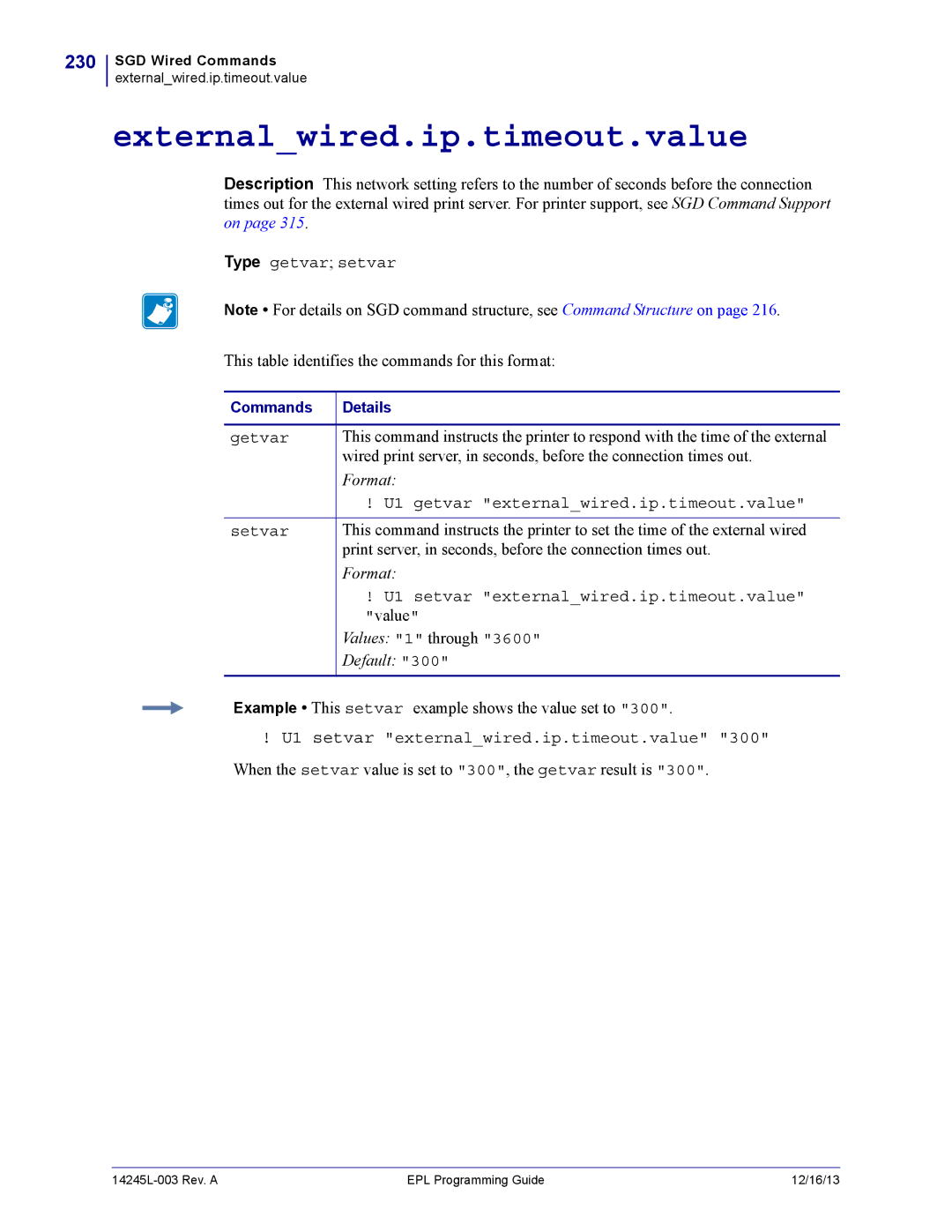 Zebra Technologies 14245L-003 manual Externalwired.ip.timeout.value, 230 