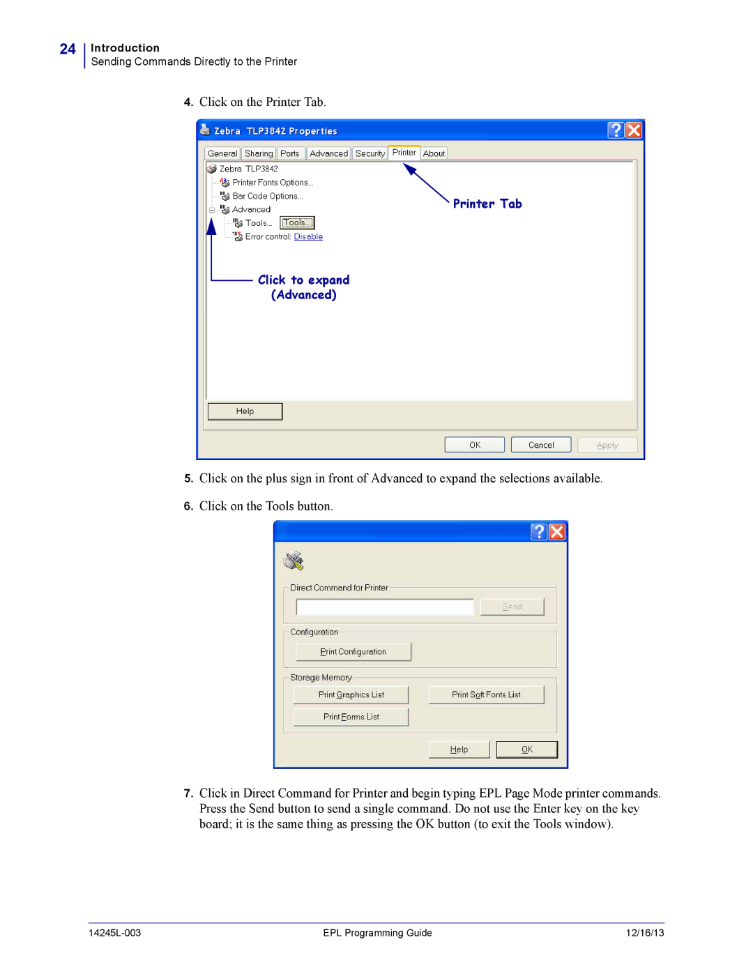 Zebra Technologies 14245L-003 manual Click on the Printer Tab 