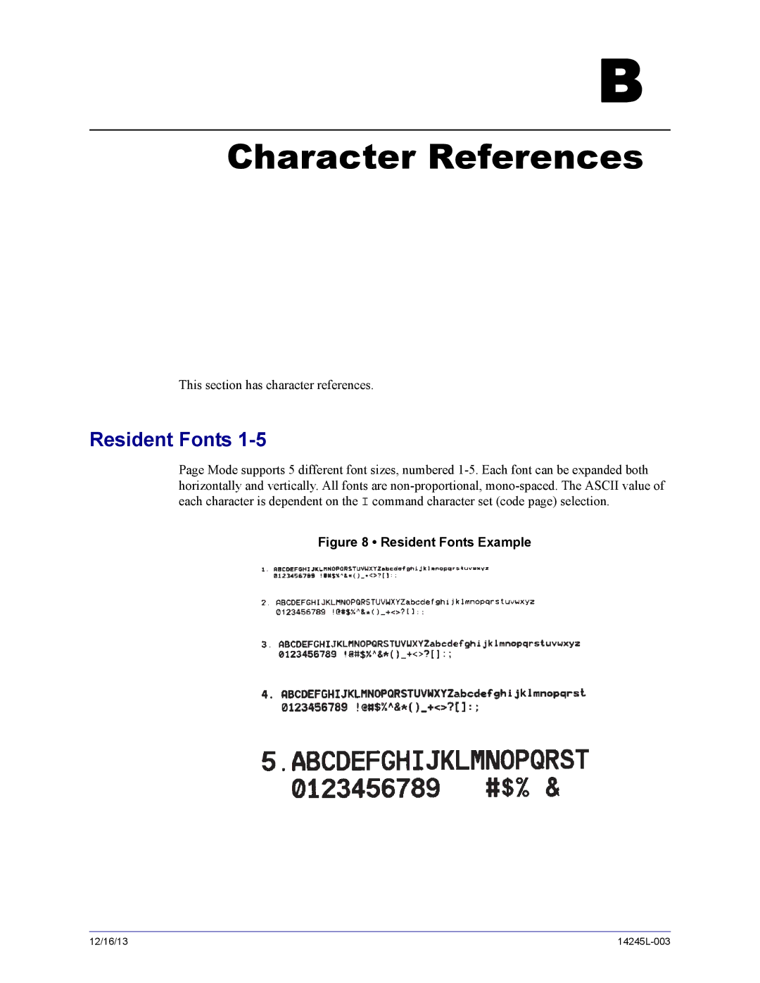 Zebra Technologies 14245L-003 manual Character References 