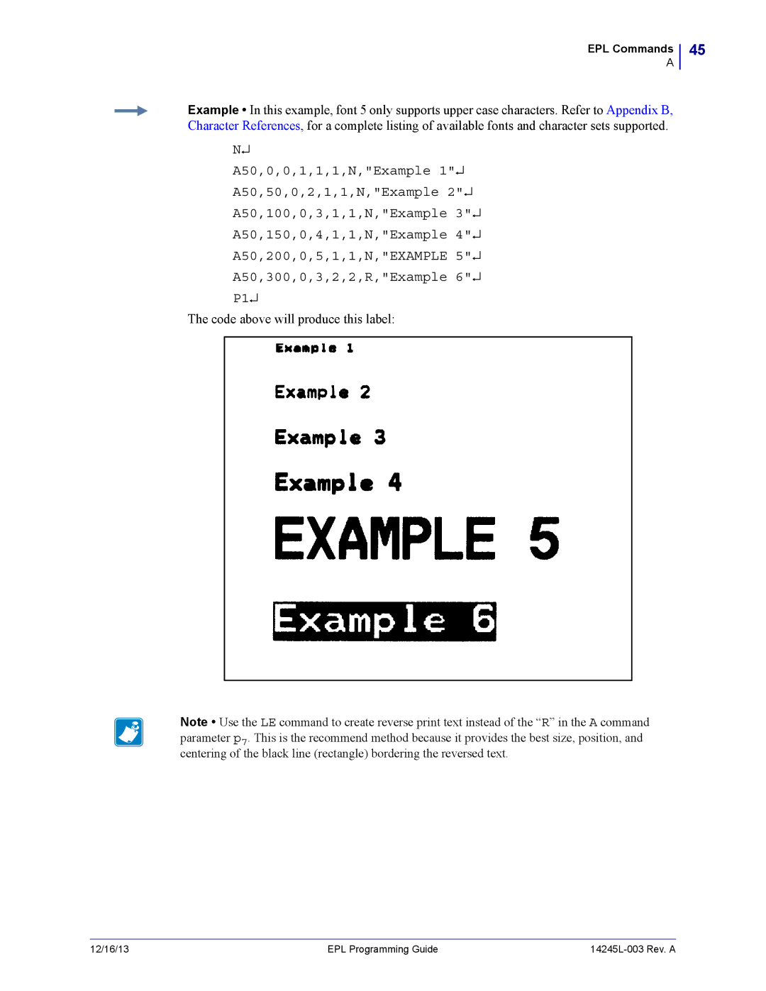 Zebra Technologies 14245L-003 manual Code above will produce this label 