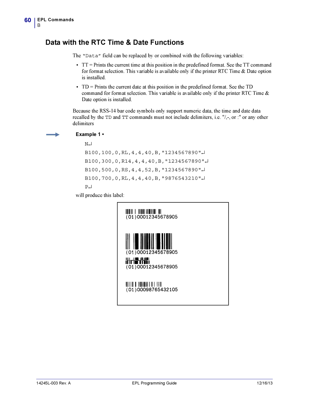 Zebra Technologies 14245L-003 manual Will produce this label 