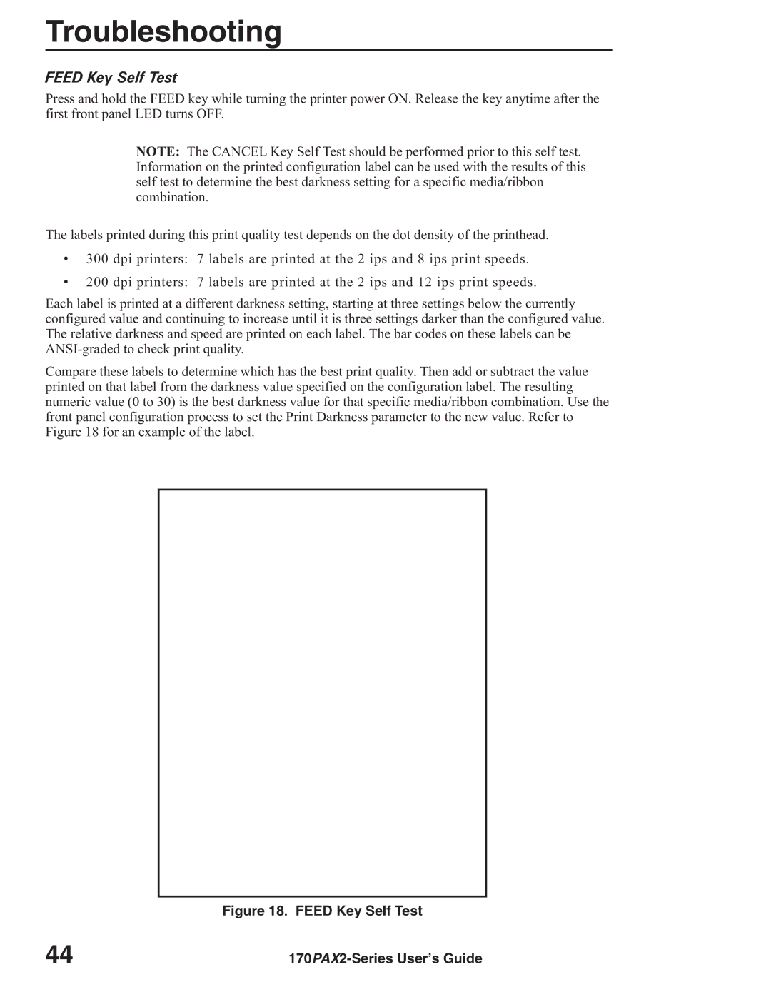 Zebra Technologies 170PAX2TM manual Feed Key Self Test 