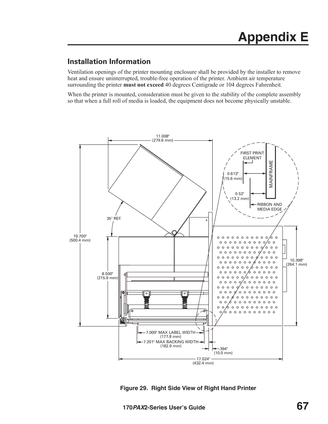 Zebra Technologies 170PAX2TM manual Appendix E, Installation Information 