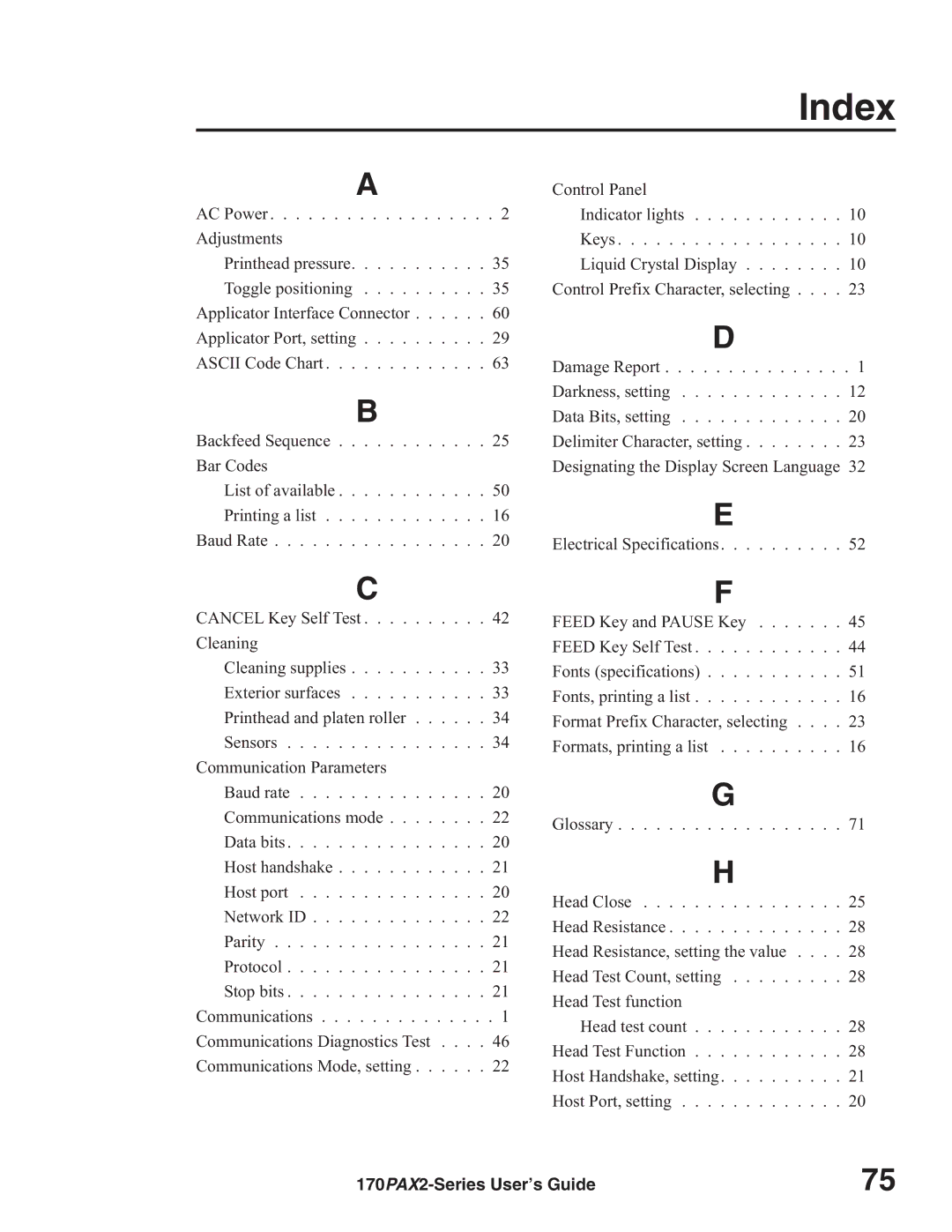 Zebra Technologies 170PAX2TM manual Index 