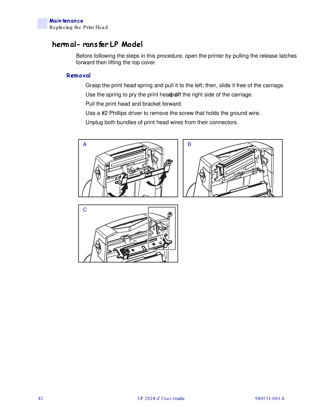 Zebra Technologies 2824-Z manual Thermal-Transfer LP Model 