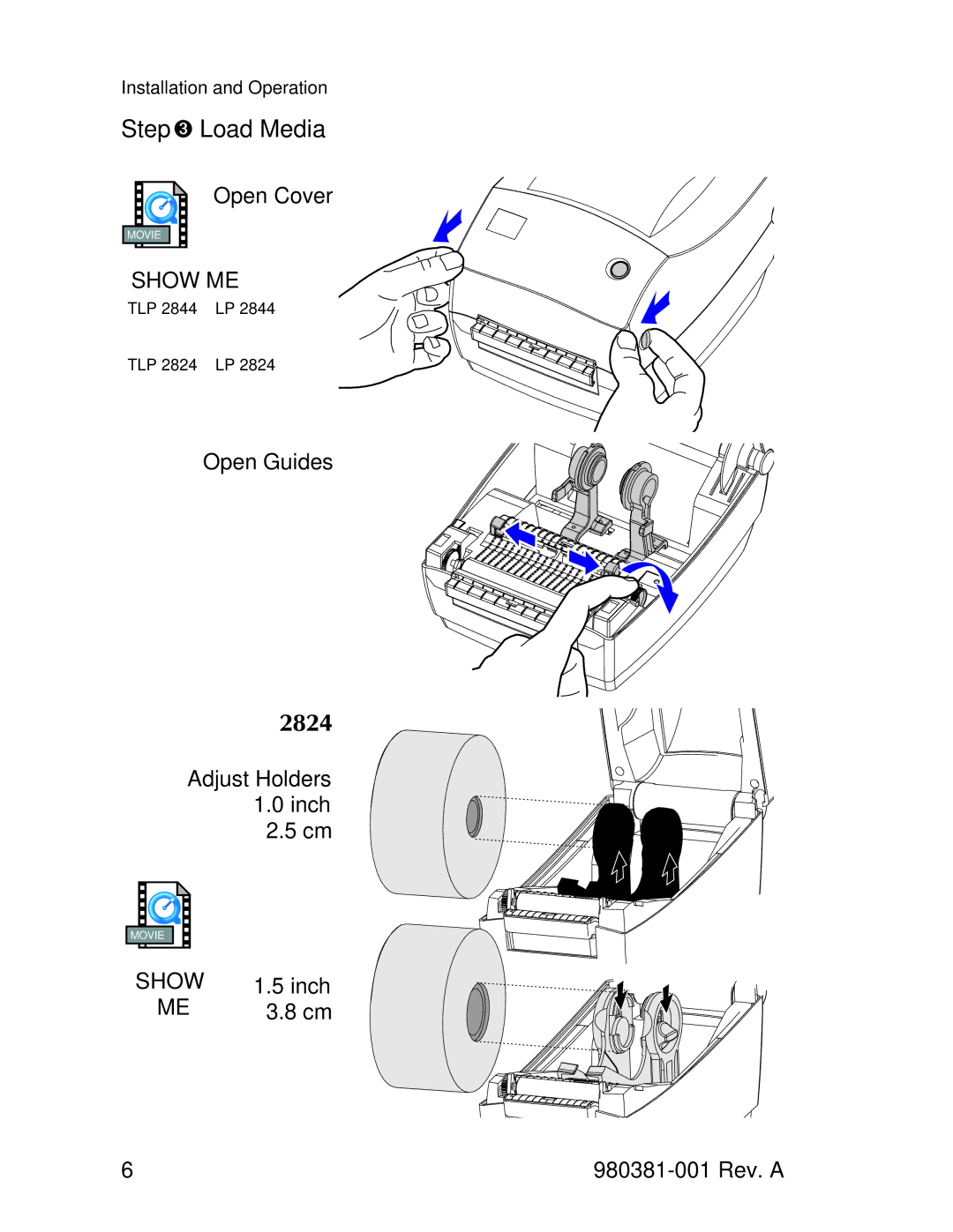 Zebra Technologies 2824 user manual Step Load Media 